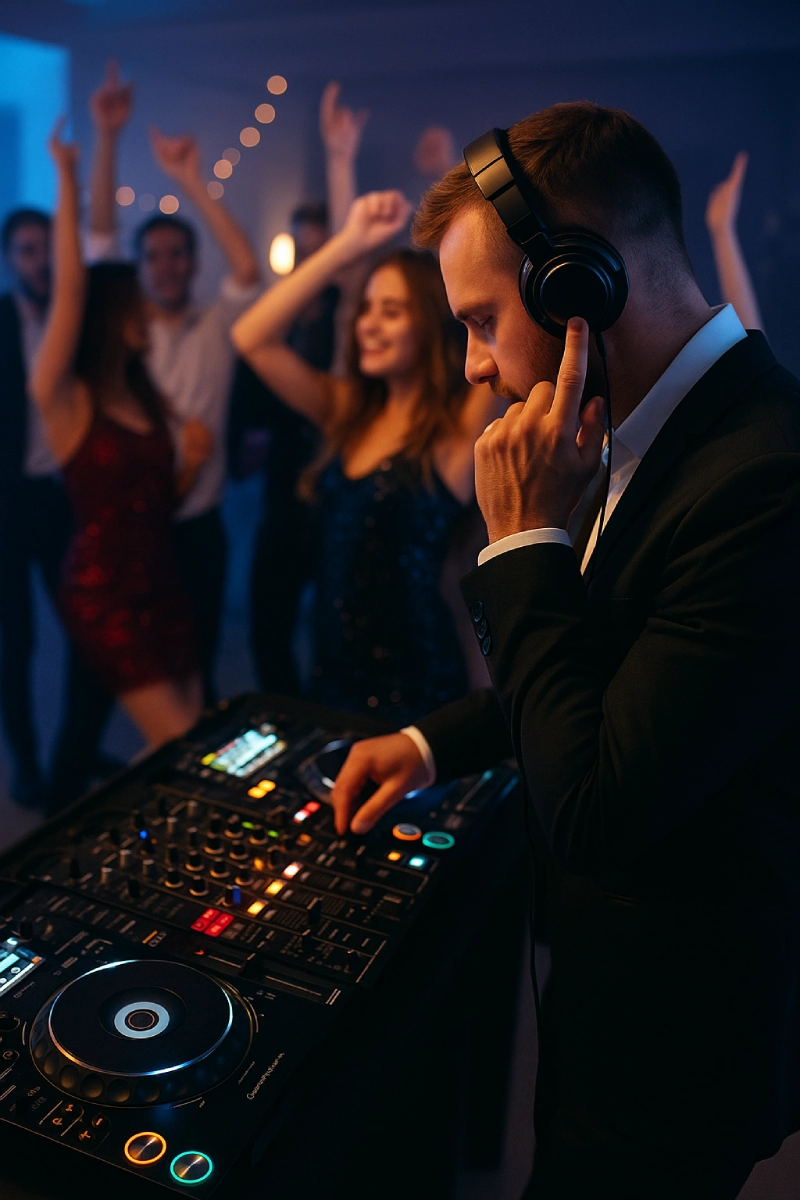 DJ pušta muziku na žurci